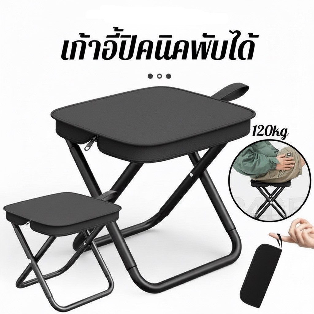CT28เก้าอี้พับได้ เก้าอี้ปิกนิกแบบกระเป๋า เก้าอี้สนาม เก้าอี้พกพาง่าย สำหรับตั้งแคมป์ ตกปลา