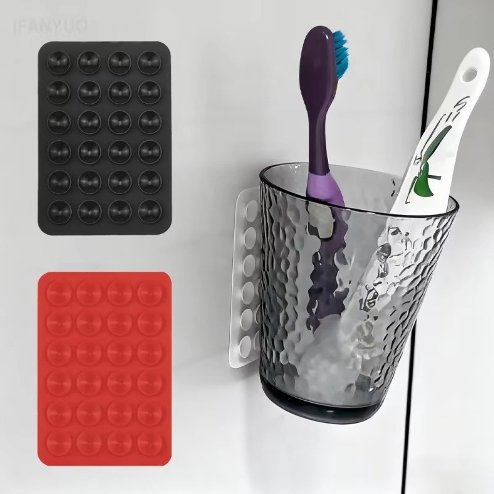 GUTHOP แผ่นดูดยางซิลิโคน, ตัวยึดถ้วยดูดกาวแผ่นดูดซิลิโคน, มัลติฟังก์ชั่นทนทาน 24 สแควร์ดูดถ้วยโทรศัพท์มือถือแผ่นคงที่สําหรับ Home Office Storage - รูปที่ 5