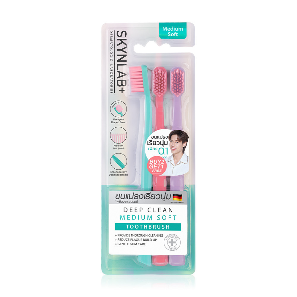 (แพ็ค 3ชิ้น) แปรงสีฟัน คอตตอนแคนดี้ สกินแล็บ Skynlab Deep Clean Medium Soft Toothbrush