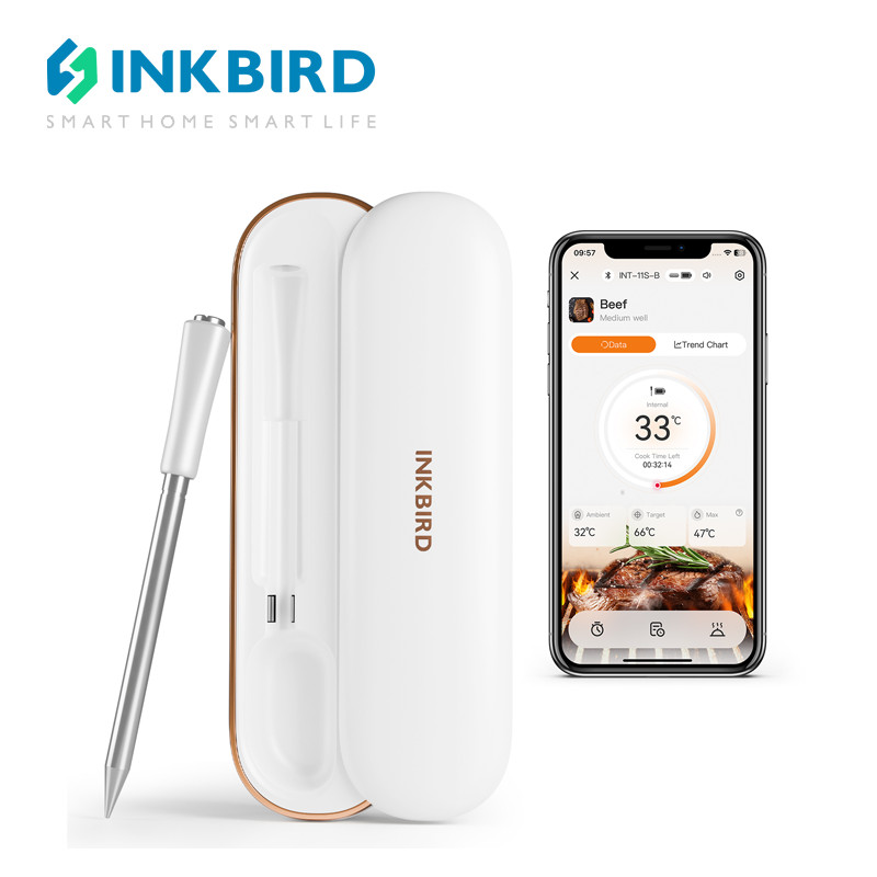 INKBIRD INT-11S-B บลูทูธเครื่องวัดอุณหภูมิเนื้อ Multi-sensor ที่ถูกต้องพิเศษพร้อมสัญญาณเตือนและการใช