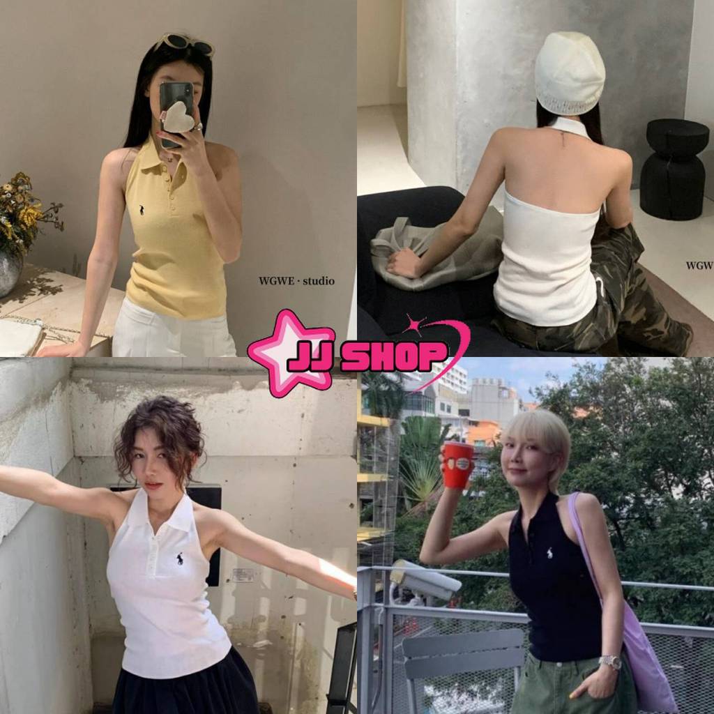 JJ Shop​ พร้อมส่ง เสื้อคอปก แขนกุด สีพาสเทล ผ้าไหมพรมใส่ง่าย "XL29"