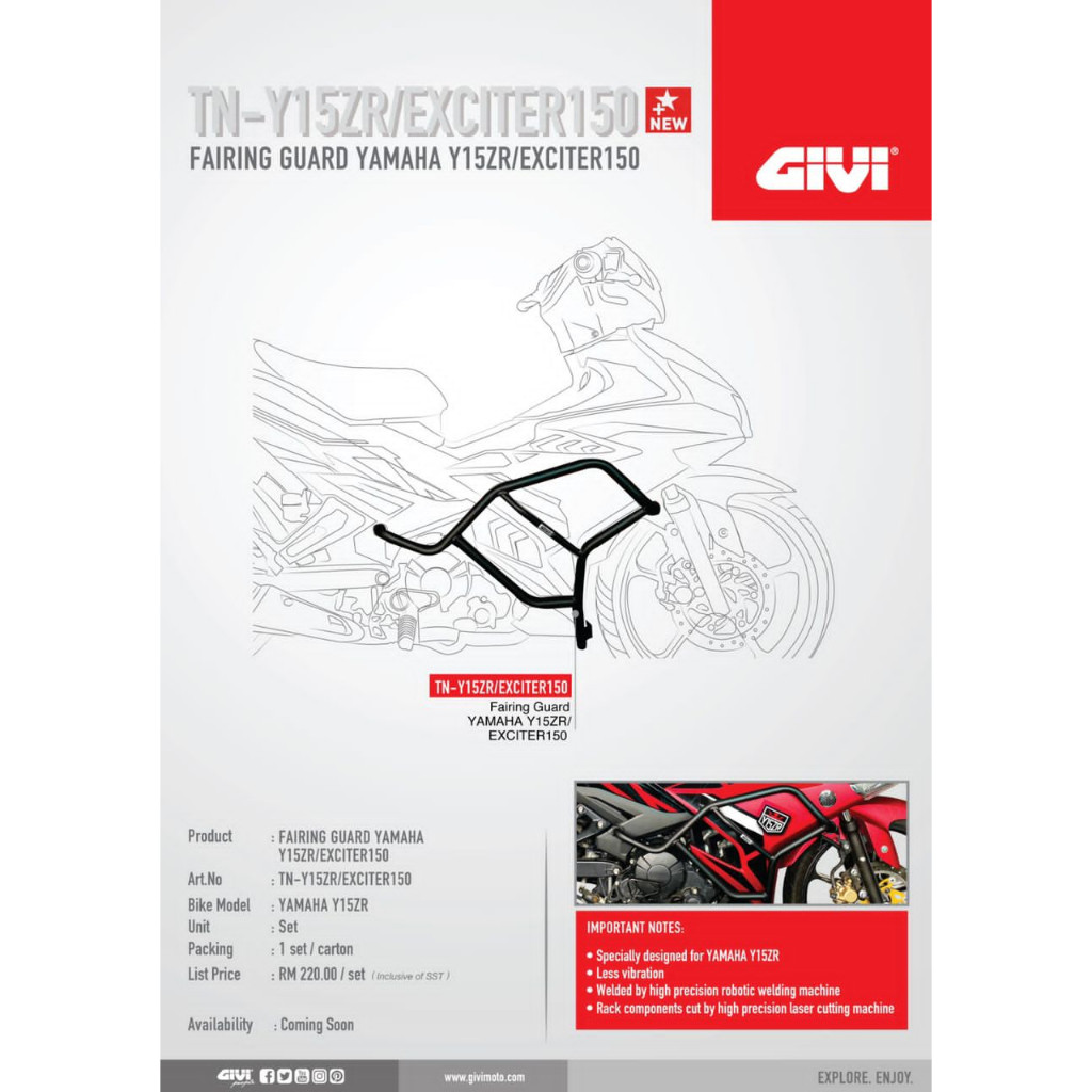 การ์ด GIVI FAIRING สําหรับ Y15ZR Y15 TN-Y15ZR/EXCITER150 & ADV160 ADV & ADV160(ไม่มีแบรนด์)