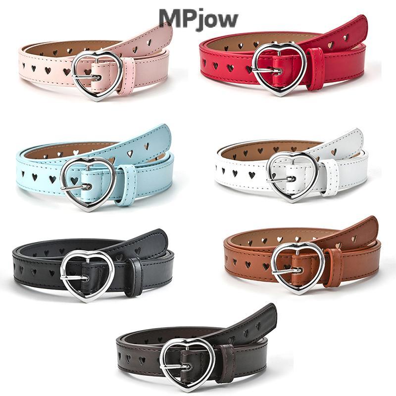เข็มขัดหนังเทียมสำหรับเด็กน่ารัก สีพีชพิมพ์ลายหัวใจ เหมาะสำหรับเด็กหญิง