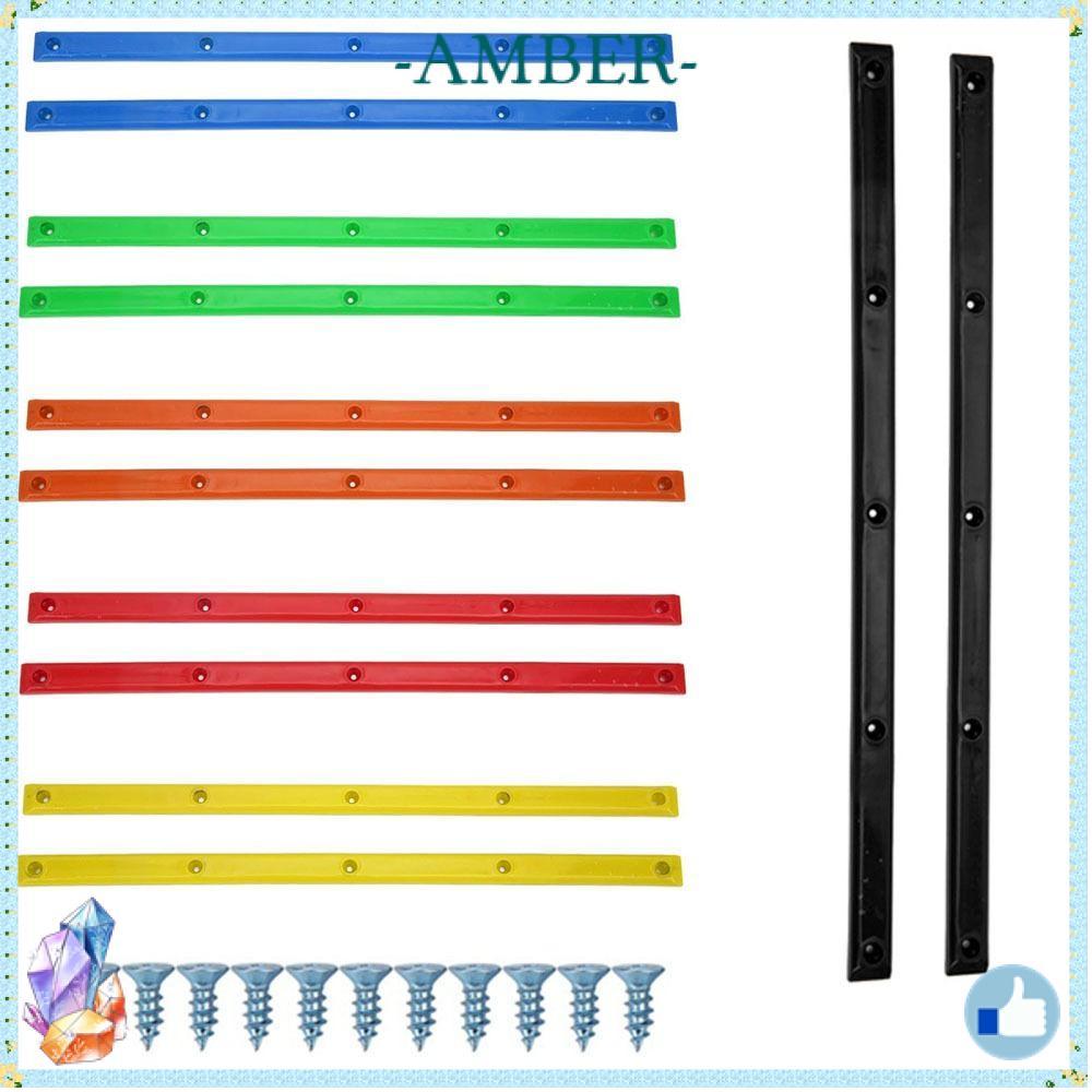 AMBER รางสเก็ตบอร์ด 2 ชิ้น ขนาด 36.5x1.7 ซม., สีสันลายซี่โครงกระดูก, ทำจากวัสดุABSที่ทนทาน