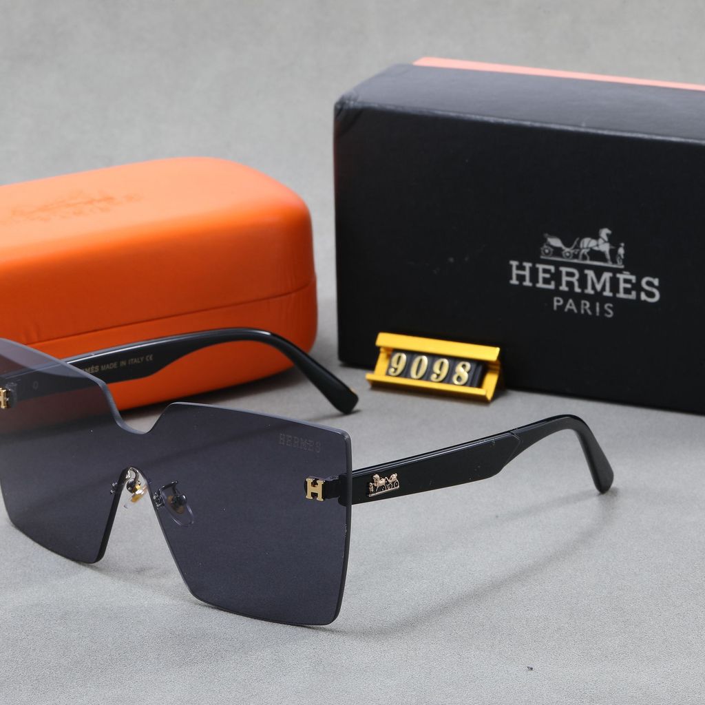 HERMES2055 แว่นกันแดดไร้กรอบแฟชั่นกรอบใหญ่ Slimmer ดูแว่นกันแดดหญิงอินเทรนด์