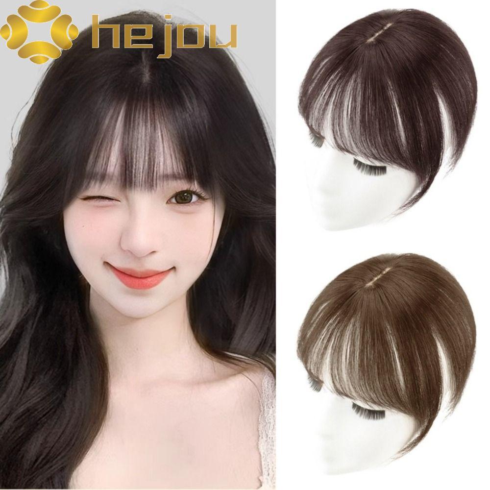 HEJOU 3D Air Bangs, Natural Fringe Top Hair Bangs, Fasion Hairpiece Clurse Seamless Fake Bangs ทุกวั