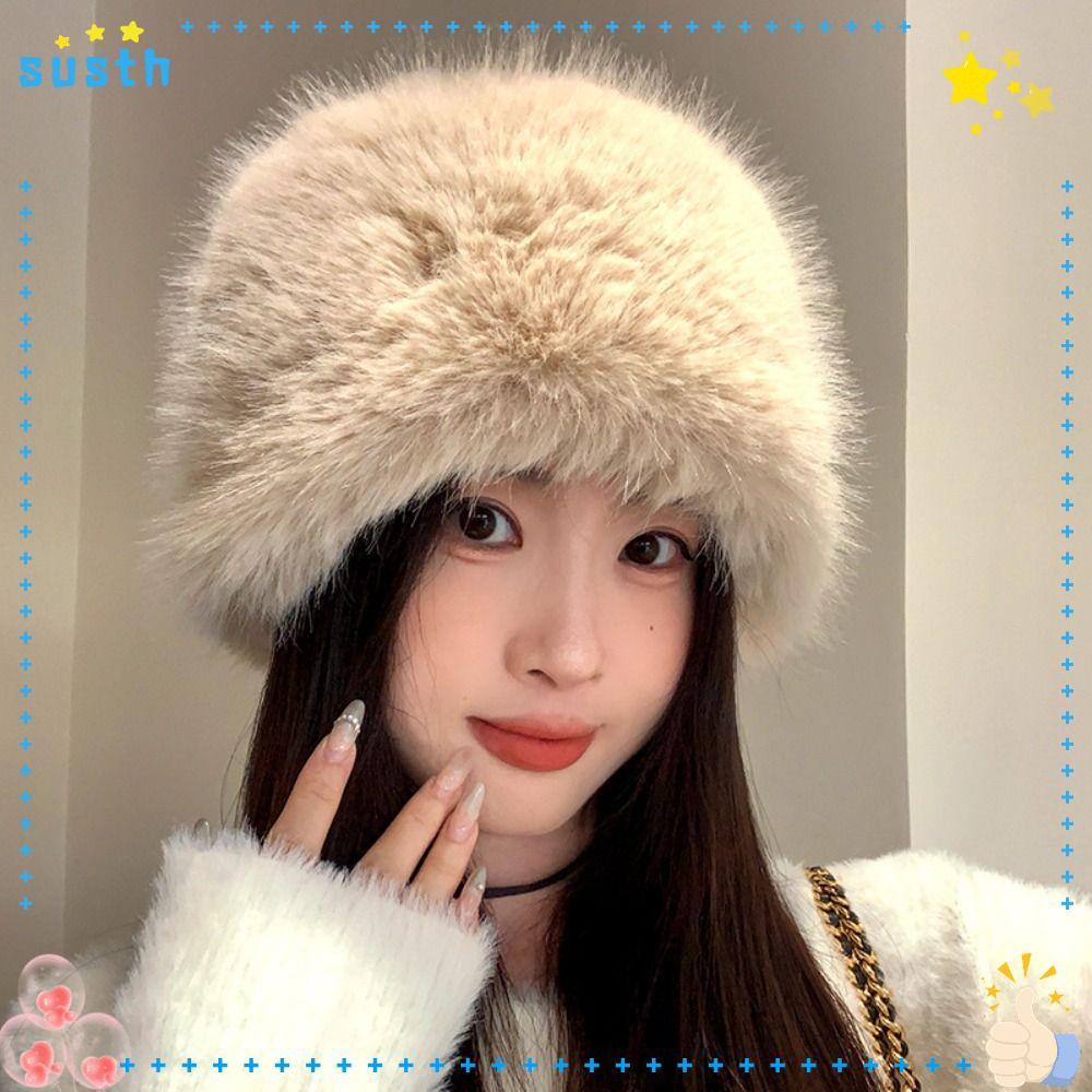 หมวกบักเก็ตตุ๊กตา ขนเทียมอบอุ่น สำหรับฤดูหนาว กันลม และปกป้องหู ราคาถูก Shopee Lazada