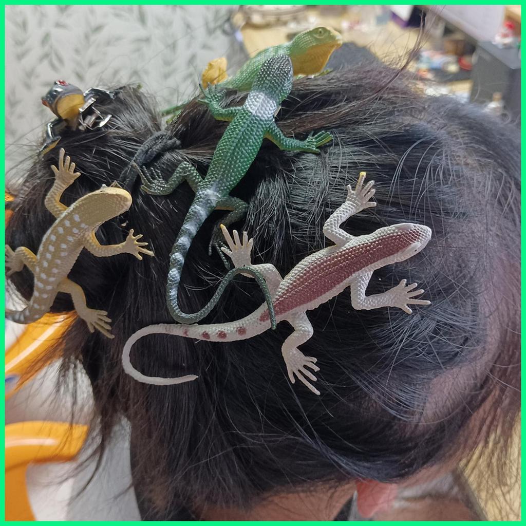 สัตว์เลื้อยคลานผม Pin 12 ชิ้นสมจริง Gecko Headpiece จําลอง Trick สัตว์ Headpiece สําหรับ Party คอสเพ