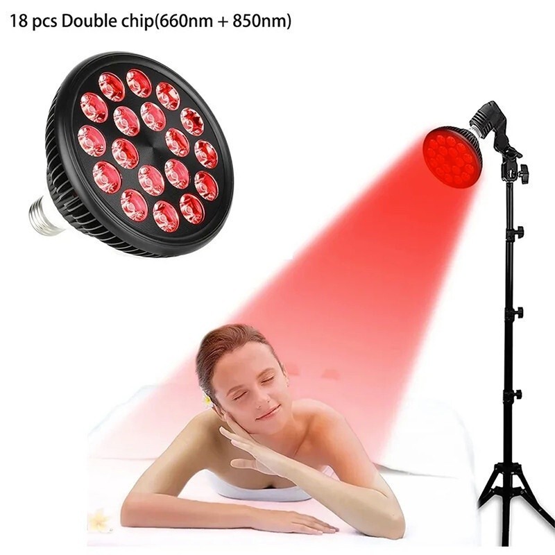 Infrared Physiotherapy Instrument LED Red Light 54W Tripod Bulb Physiotherapy Lamp PAR38 Dual Core 6