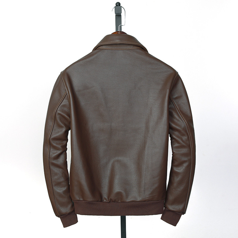 นําเข้าหนังวัวชั้นแรก Big Escape เสื้อแจ็คเก็ตหนังแท้ผู้ชาย A2 Air Force Flight Suit Slim-fit Jacket