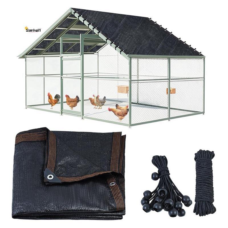 ไก่ Run Cover 11.5 x 6.6 FT กรงไก่ 20 ชิ้น Ball Bungees สายไฟสําหรับสวนกลางแจ้ง Patio Yard พืชไก่ Ru
