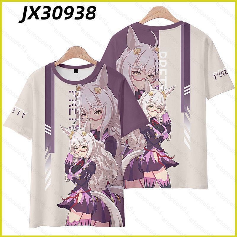 เสื้อยืดคอสเพลย์ Uma Musume Pretty Derby แบบ Biwa Hayahide ทำจากผ้า 3D สไตล์ฤดูร้อน แขนสั้น