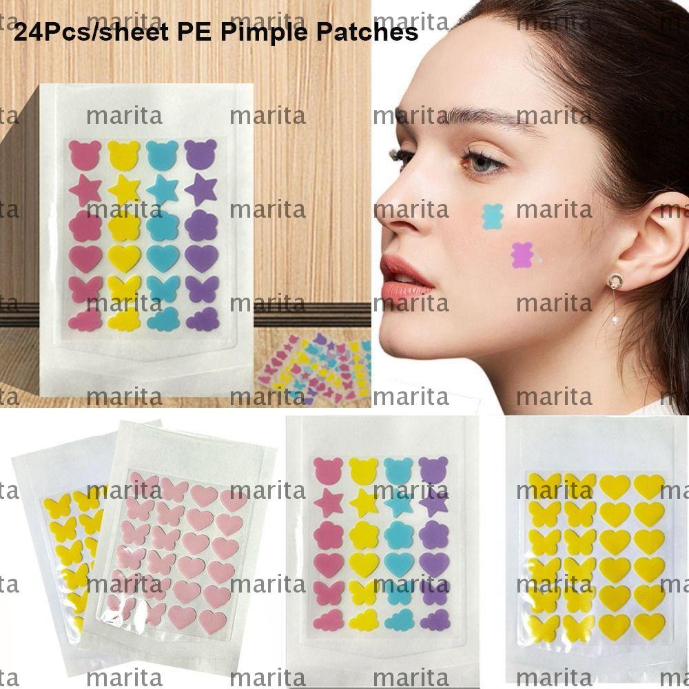 MARITA 24 ชิ้น/แผ่น Skin Care Pimple Cover สติกเกอร์, Skin Care การ์ตูนหมีรูปดาว Pimple Patch, ที่มอ