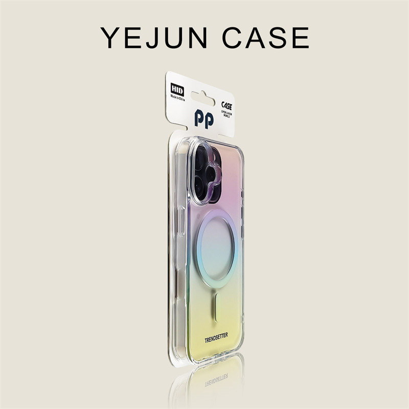 เคสโทรศัพท์มือถือแม่เหล็กอะคริลิคสีไล่โทนสีสําหรับ ไอโฟน17 16 15 14 13 12 11 มือโปร สูงสุด กันกระแทกป้องกันกล้องป้องกันการตกฮาร์ดปกหลัง