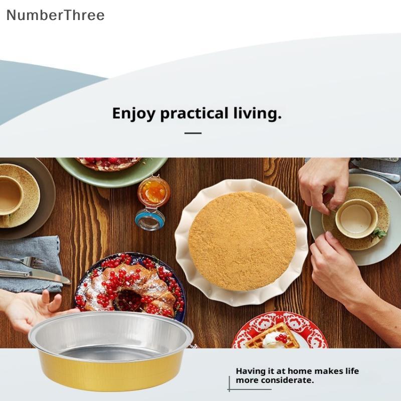 NumberThree 10 ชิ้น 210 มิลลิลิตรฟอยล์กลม Ramekins Cupcake ถ้วยอบผู้ถือกรณีพร้อมฝาปิด,อลูมิเนียมฟอยล