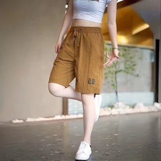 กางเกงลำลองผู้หญิง ✨ กางเกงขาสั้นผู้หญิงสไตล์เกาหลี เอวยางยืดและเชือกผูก เหมาะสำหรับโอกาสลำลอง