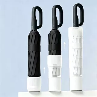 ร่มพับ AOMSOM ซี่โครงแข็งแรง Ergonomic Handle ร่มอัตโนมัติแบบพกพาพร้อมฝาครอบกันน้ําร่มรถกันลม