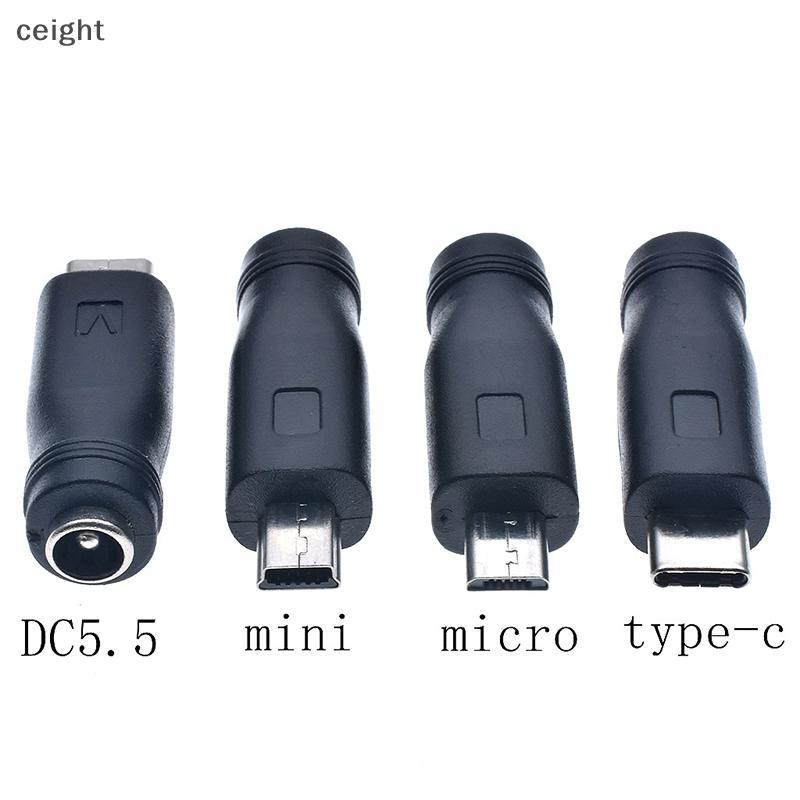 [ceight] Type C / Tablet Micro USB 2.0 ถึง DC 5.5x2.1 มม. แจ็คอะแดปเตอร์ปลั๊ก USB C ถึง DC 5.5*2.1 ขั้วต่อสายไฟอะแดปเตอร์แปลง 5V TH