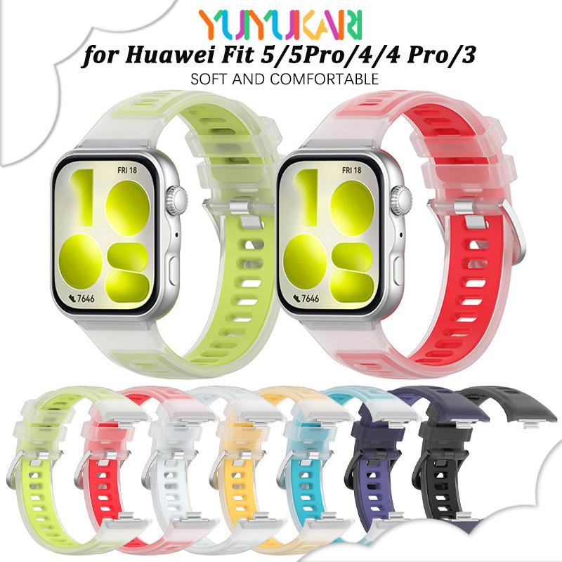 สายรัดโปร่งใสซิลิโคนสำหรับ for Smartwatch Huawei Fit 5/5 Pro / 4/4 Pro / 3 อุปกรณ์เสริมสายรัดยางกีฬาปรับได้