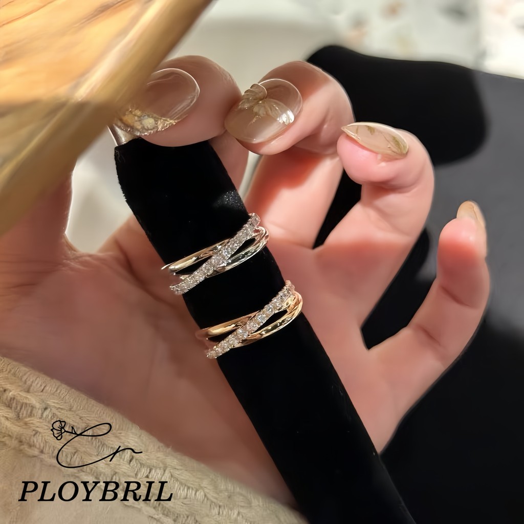 PLOYBRIL COD-ในไทย💖เรียบง่าย สไตล์เท่ ไม้กางเขน เปิด แหวน ผู้หญิง ปรับแต่งได้ อเนกประสงค์ เฉพาะช่อง แหวนนิ้วชี้ J045