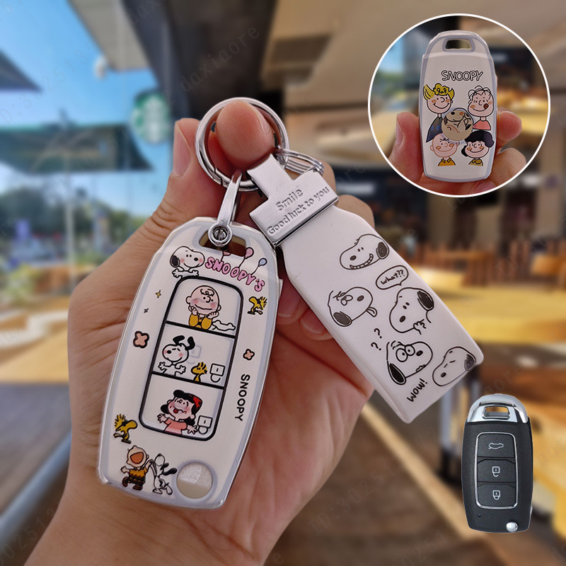 น่ารักการ์ตูนกุญแจรถสําหรับ KD A28 NA28 VVDI ดัดแปลงพลิก 3 ปุ่ม Remote Key Protector กรณีสําหรับสุภา