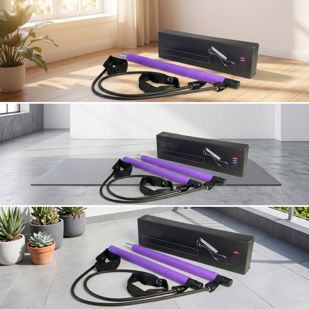 Pilates Fitness Stick Spliced Pilates Bar พร้อมชุดออกกําลังกายความต้านทานประกอบง่ายทนทานสําหรับผู้เร