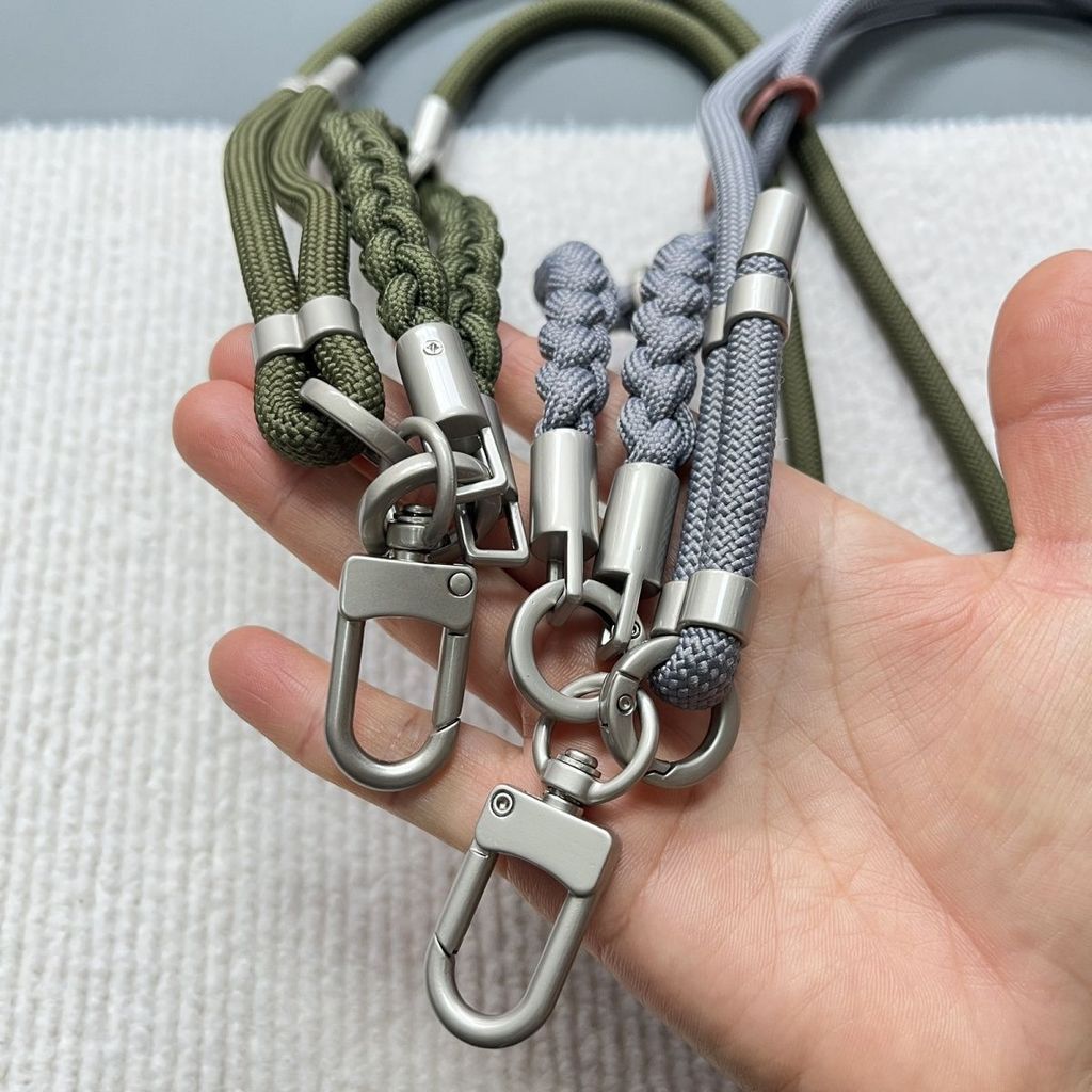 High-End Adjustable All-Match Three-Purpose Mobile Phone Lanyard สายถักยาวสีทึบ Three-in @