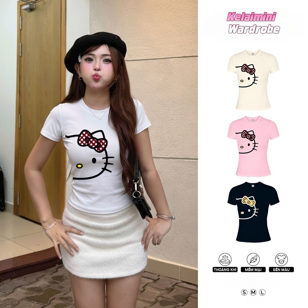 COD (Ho Chi Minh) เสื้อยืดเด็กทรงเข้ารูปสไตล์เกาหลี 2yk Lovely cat.