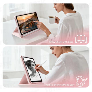 TBTIC เคส For Samsung Galaxy Tab หมุนได้ 360° กันกระแทก ฝาหลังใส มีช่องใส่ปากกา พร้อมขาตั้ง Smart Wake สำหรับ A9 A11 Plus A8 A7 S10 S9 S8 S7 FE S6 Lite 8.7/10.4/10.9/11/12.4