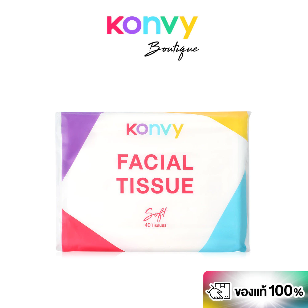 Konvy Facial Tissue 40 Sheets คอนวี่ กระดาษทิชชูเช็ดหน้า 40แผ่น.
