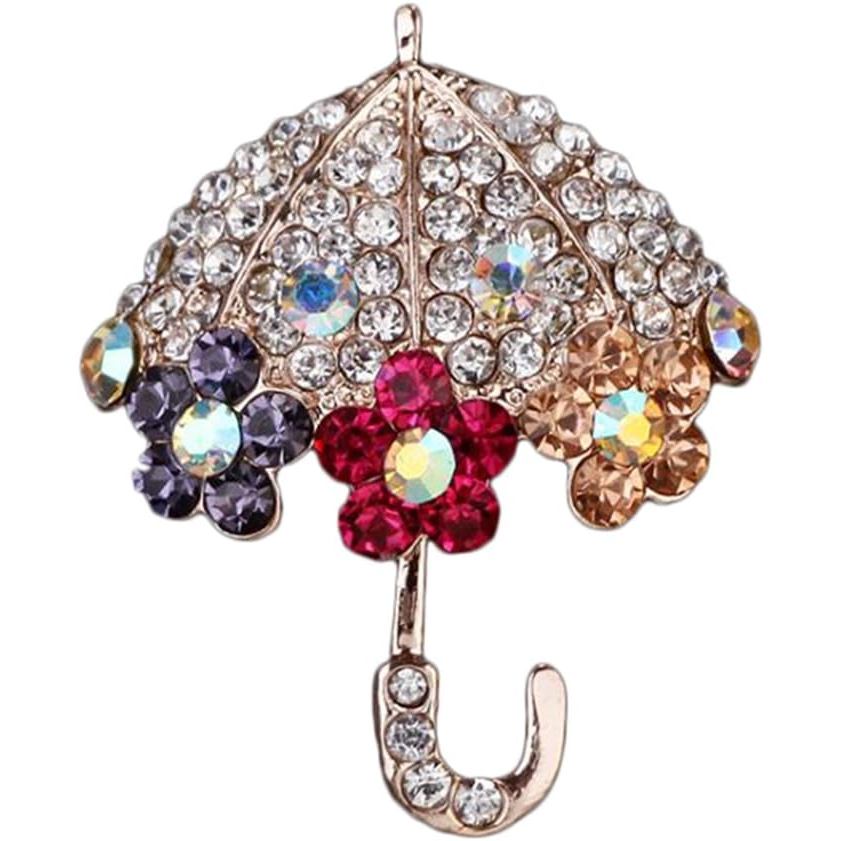 Comelyjewel เข็มกลัด Pin Elegant ร่มผ้าพันคอ Pin Rhinestones Breastpin สําหรับงานแต่งงาน/Banquet/Bou