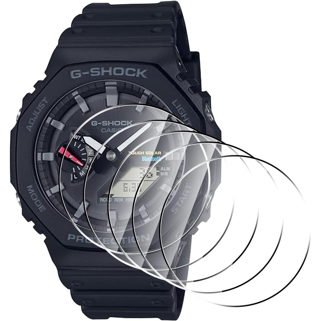 5 แพ็คกระจกนิรภัยสําหรับ Casio G-shock GA-B2100/G-shock GA-2100 ป้องกันหน้าจอ, ความแข็ง 9H, ทนอุณหภู