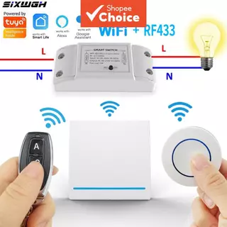 สําหรับ Tuya WiFi RF433 สมาร์ทสวิทช์ 16A รีเลย์สวิทช์ไร้สายสมาร์ทสนับสนุน Life APP ทํางานร่วมกับ Alexa Ewelink สมาร์ทสวิทช์สวิทช์สวิทช์ไร้สายสําหรับ