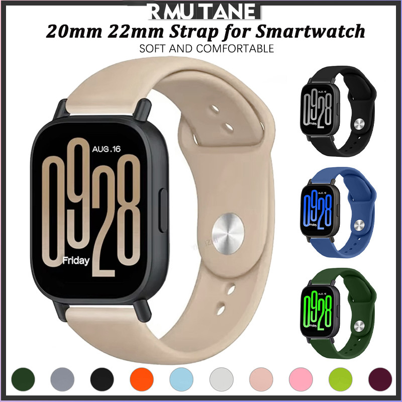 สายรัดซิลิโคนยาง 20/22 มม. for Redmi Watch 5 Active/5 Lite/Samsung Galaxy Watch/Huawei/Amazfit Bip 6/Garmin/Xiaomi