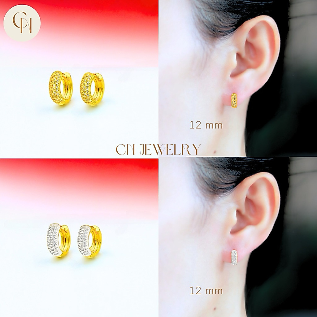 [ ลดเพิ่ม 30% เก็บโค้ดหน้าร้าน] 1คู่ ต่างหู (วัสดุอย่างดี ไม่ลอกดำ แพ้ง่ายใส่ได้) CN Jewelry