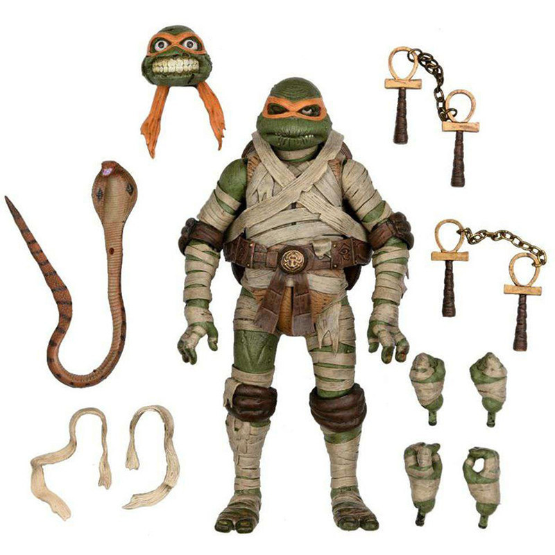 Authentic NECA TMNT Michelangelo Mummy Universal Monsters Crossover 7'' Horror Figure