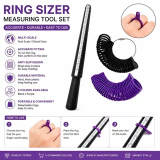 ที่วัดแหวน Ring Sizer ชุดวัดนิ้วมือ 0-13 พร้อมไม้เทียบไซส์ US UK ใช้กับงานขายแหวนและงานช่างจิวเวลรี่