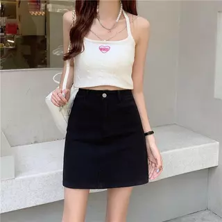 S-7XL 4 สี กระโปรงยีนส์สั้น สำหรับผู้หญิงไซส์พลัสรูปร่างลูกแพร์ กระโปรงทรงเอไลน์ช่วยให้ดูผอมเพรียว