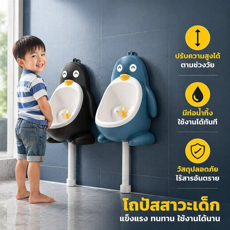 โถฉี่เด็กชาย แบบยืน ติดผนัง ปรับระดับได้ ถอดล้างง่าย ไม่ต้องเจาะ ท่อระบายยาว สําหรับฝึกเข้าห้องน้ำ