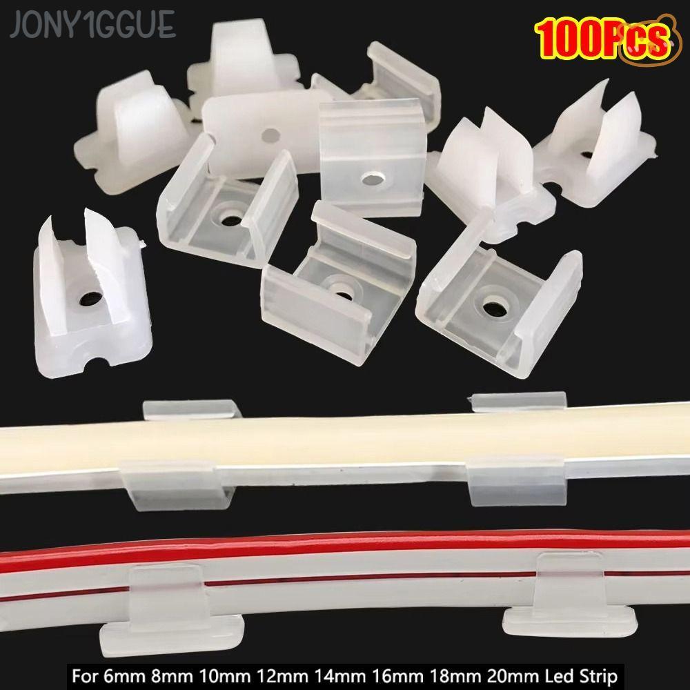 JONY1GGUE 100 ชิ้น LED Strip คลิปคงที่,พลาสติก 220V ยืดหยุ่น COB Light ติดตั้งหัวเข็มขัด,ผู้ถือโคมไฟติดตั้ง 5050/5730/2835 8-20 มม.โคมไฟติดผนังเชื่อมต่อ