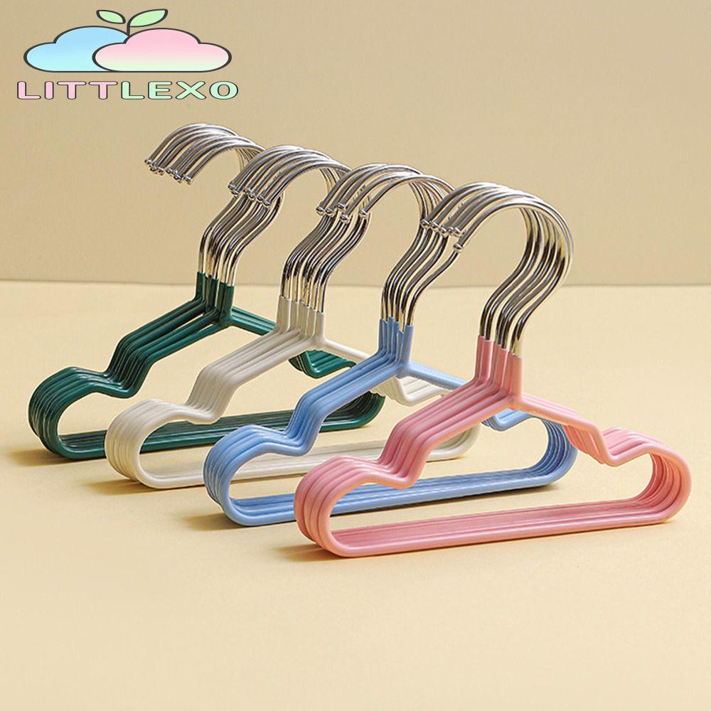 LITTLEX 10PCS ไม้แขวนเสื้อสัตว์เลี้ยง, DIY ไม้แขวนเสื้อสัตว์เลี้ยงสีทึบ, โลหะกันลื่น Mini Coat Hanger เสื้อผ้า