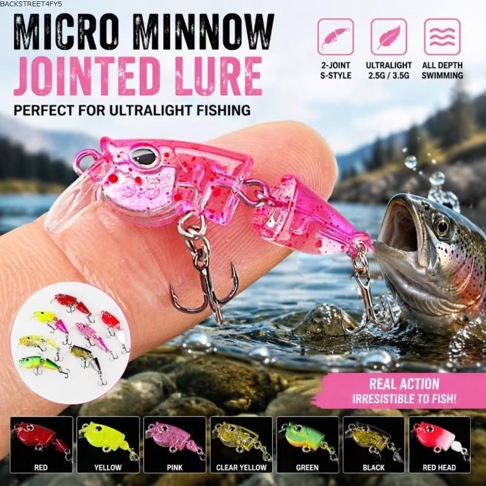 BACKSTAGEEET4FC3 Mini Swimbait, 2.5g น้ําหนักช้า Sinking Design Slow Sinking Minnow, Soft Wobble Action 2 ส่วน Joint Minnow รูปร่างเหยื่อพลาสติกอ่อนตกปลาสตรีม