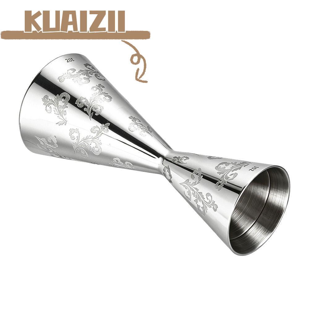 KUAIZII Didi Jigger Cup, 30/60ml ใบลายออกแบบ Double Head Jigger, Professional สแตนเลส Bartending Jig