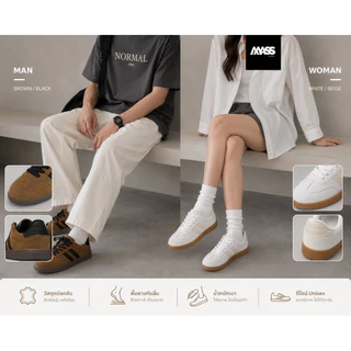 MASS Sneaker *บวกเพิ่ม 1 ไซซ์* รองเท้าผ้าใบแฟชั่น รองเท้าผ้าใบผู้หญิง รองเท้าหนังกลับ ผ้าใบลำลอง น้ำหนักเบา นุ่ม [LN322]