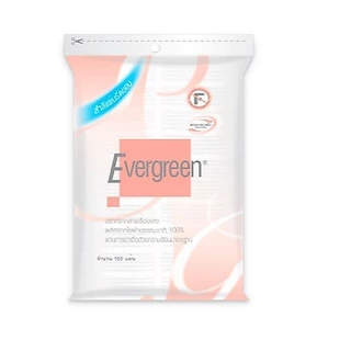 [ทั้งหมด 3 แพ็ค] เอเวอร์กรีน สำลีแผ่นรีดขอบ 100 แผ่น EVERGREEN PRESSED EDGE COTTON PAD 100PCS. X3 PACK