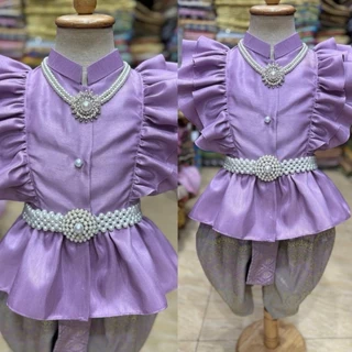 Accessories เครื่องประดับชุดไทยเด็ก สร้อยมุก+ต่างหูมุก+กำไล2วง+เข็มขัดมุก+สังวาลมุก ครบเซ็ท5ชิ้น