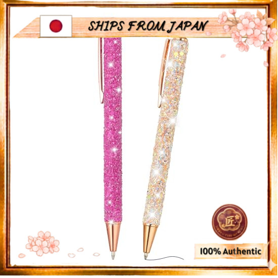 SHIPS FROM JAPAN PATIKIL Glitter Ballpoint Pens (Set of 2) Sparkly Fancy Glitter Pens, Retractable P
