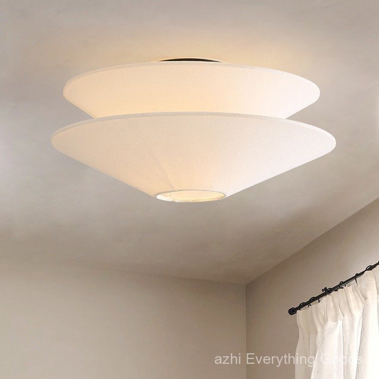 Artistic lamp, bedroom lamp, ceiling lamp, French cream style study lamp, fabric wabi-sabi bedroom c