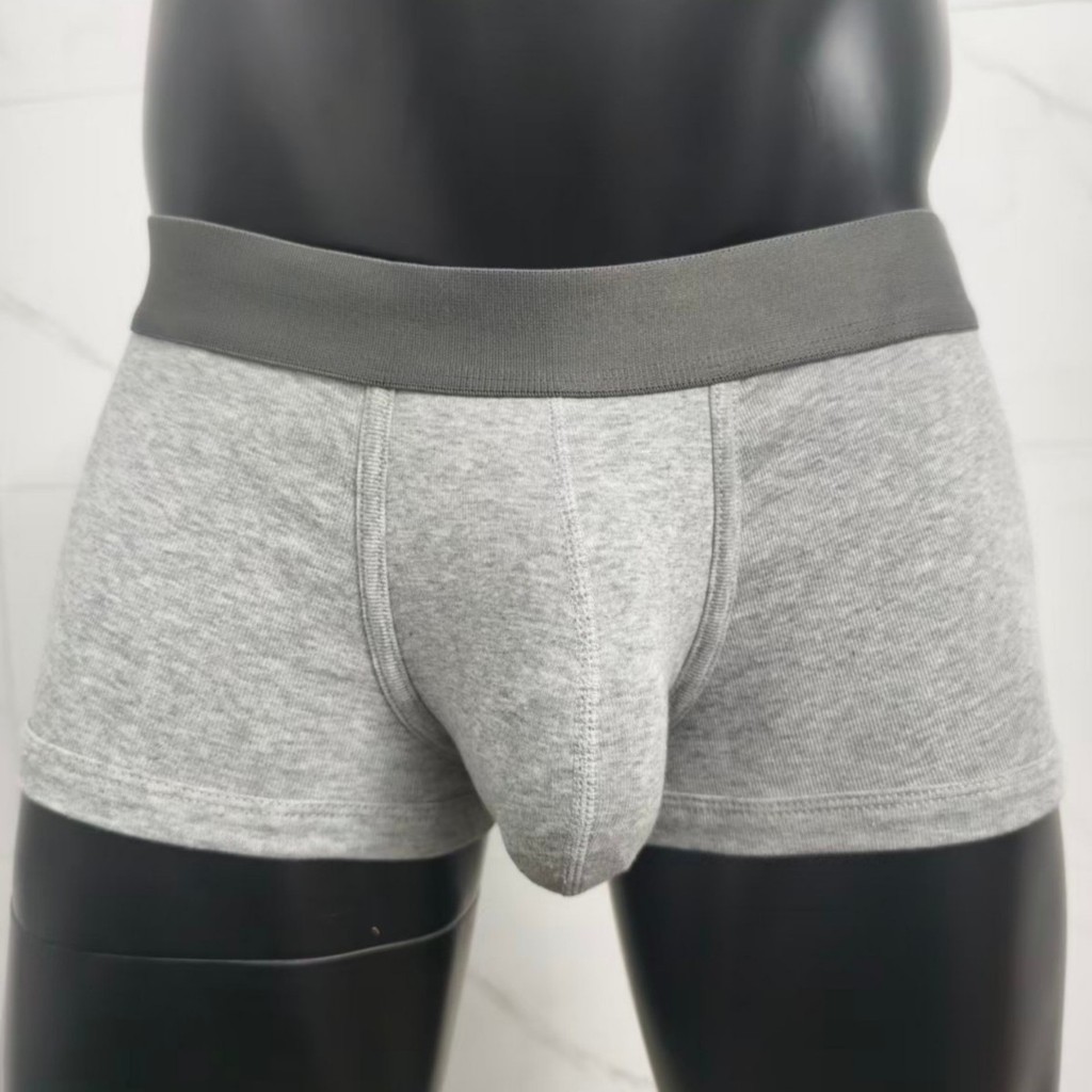 Simple Boxer Combed Cotton สบายผิวกางเกงผู้ชายกีฬากางเกงขาสั้นสีทึบกีฬาเยาวชน u นูน Kiss Boxer กางเก