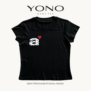 (พร้อมส่ง24ชม.) baby tee สีขาว ลายตัวอักษรเล็กกับหัวใจ ฟีล y2k มินิมอลหวานเท่ ทรงเข้ารูป ใส่ชิคทุกวัน